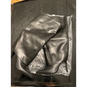 INC International Concepts Skylar Black Foldover Boots Extended Calf Womens 7M